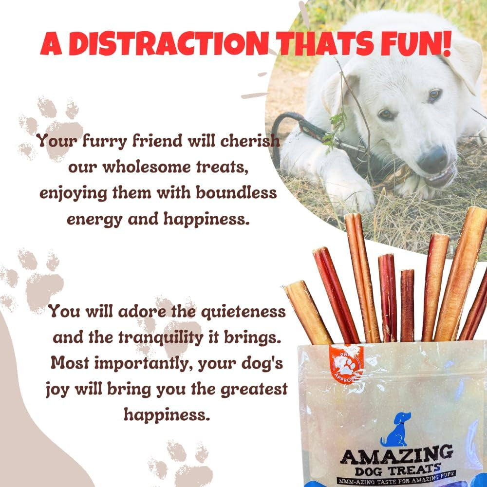 Natural 6 Inch Medium Bully Sticks for Dogs: Healthy Treats - HuckMB Pet Supply