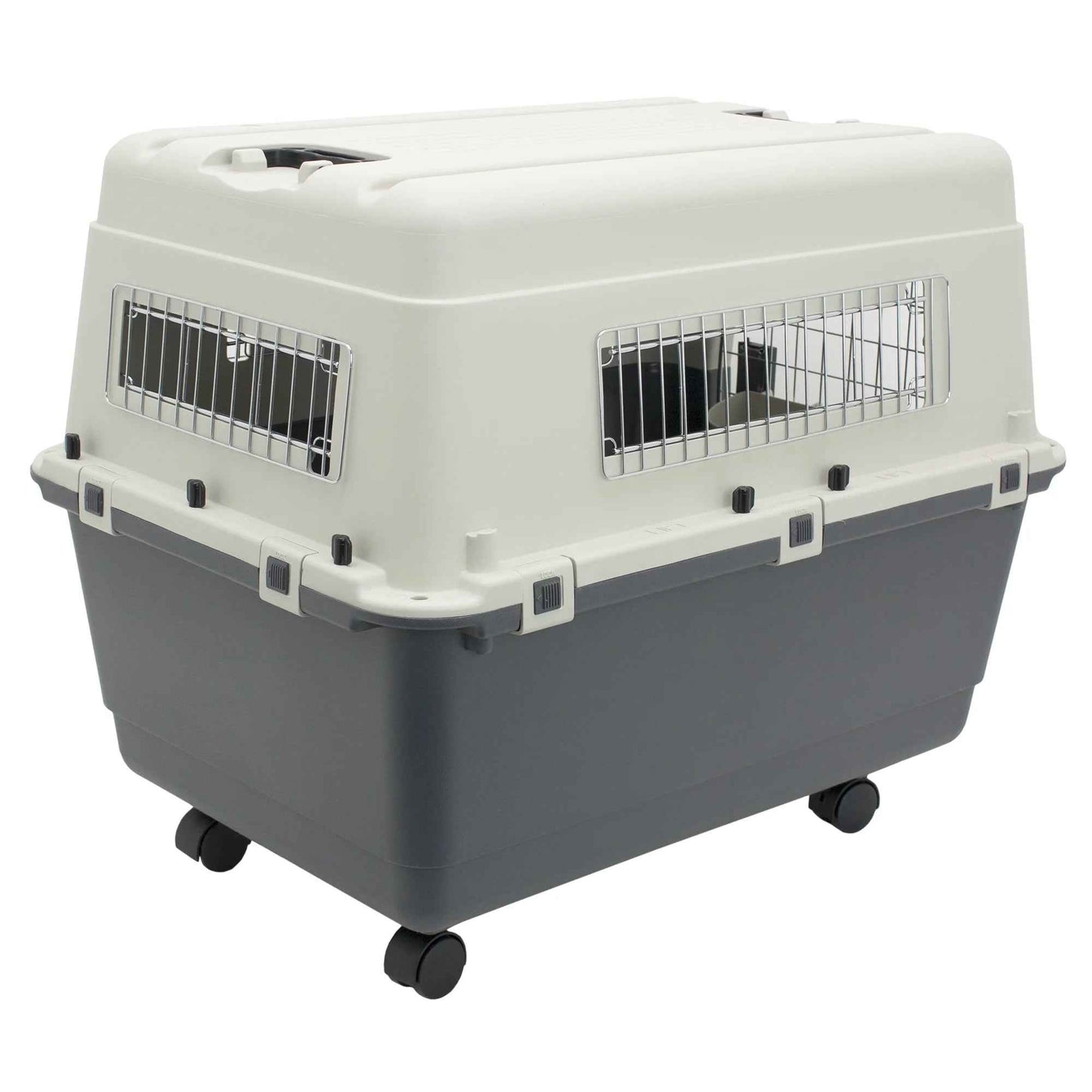 IATA Approved Plastic Dog Travel Crate with Wheels, Large