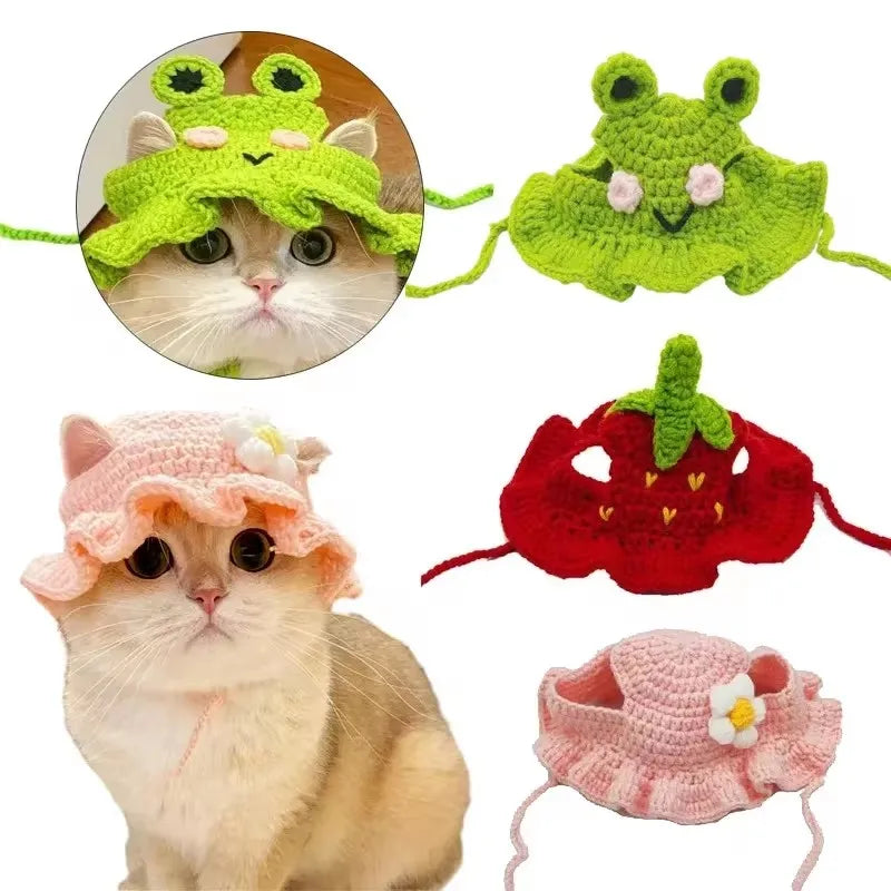 Handmade Cat Hat Accessory - Elastic Woven Cap for Pets - HuckMB Pet Supply