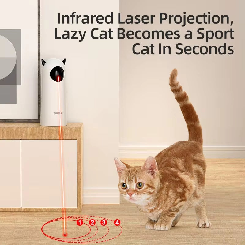 ROJECO Interactive Automatic Cat Toy with LED Laser Fun - HuckMB Pet Supply