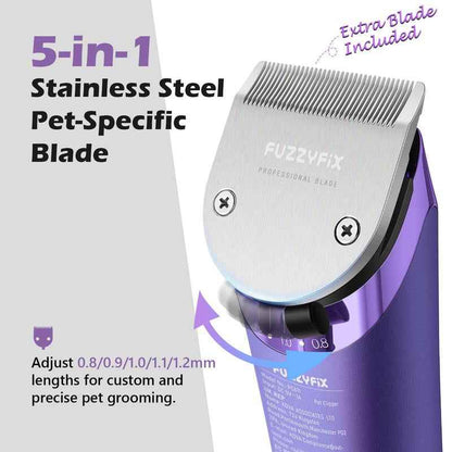 Cordless Dog Grooming Clippers with 5-in-1 Adjustable Blades