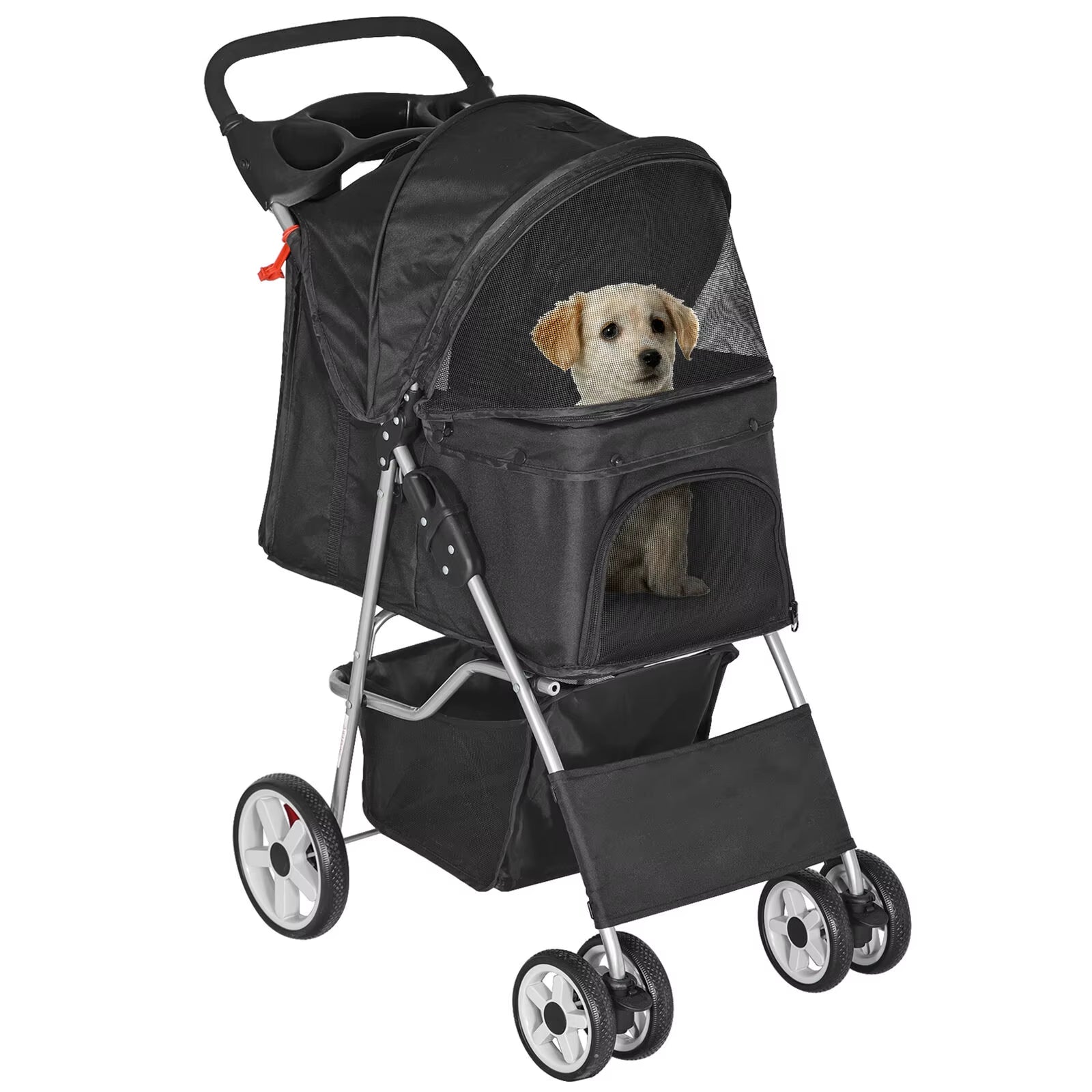 Foldable Dog Stroller: Safe 4-Wheel Travel Cart for Pets - HuckMB Pet Supply