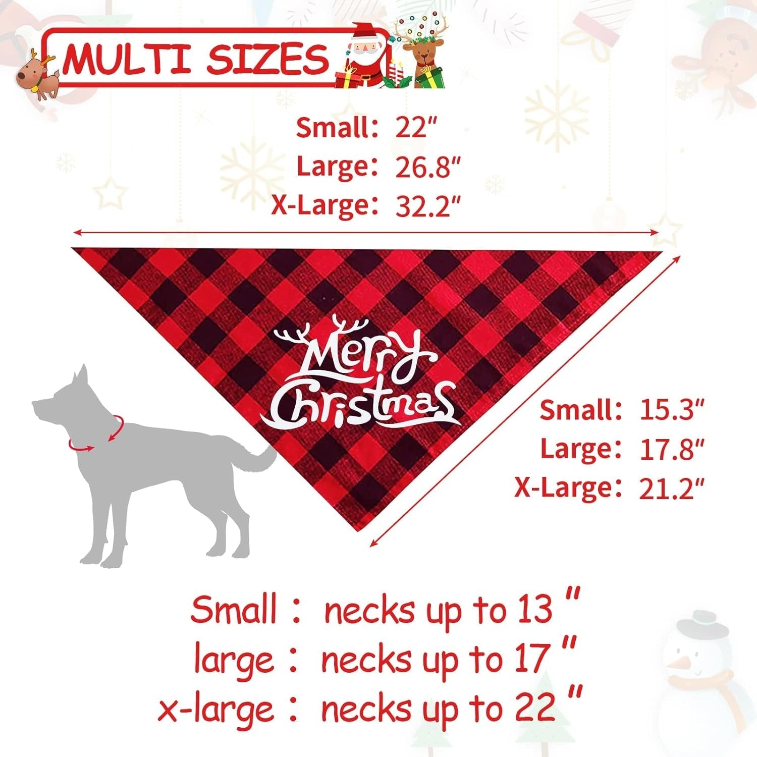 Christmas Dog Bandanas Buffalo Plaid | Festive Scarves - HuckMB Pet Supply