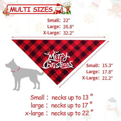 Christmas Dog Bandanas Buffalo Plaid | Festive Scarves - HuckMB Pet Supply
