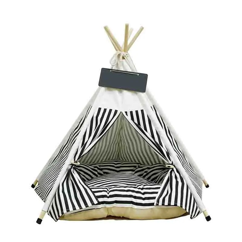 Portable Pet Tent House: Stylish Teepee Cat Bed with Cushion - HuckMB Pet Supply