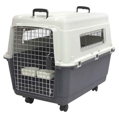 IATA Approved Plastic Dog Travel Crate with Wheels, Large