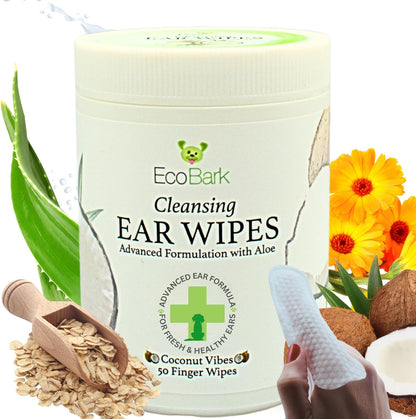 Ecobark Dog Ear Cleaner Wipes - Soothing Aloe Chamomile Care - HuckMB Pet Supply