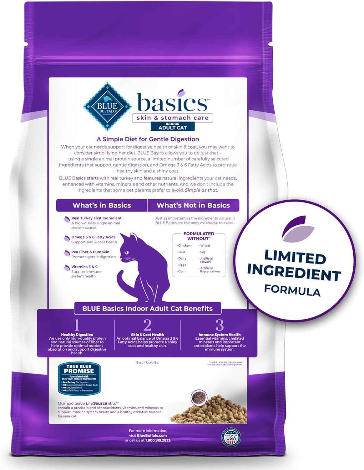 Blue Buffalo Grain-Free Dry Cat Food: Digestive Health