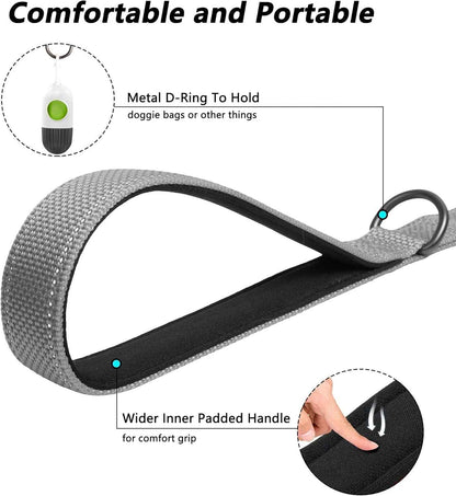 Heavy Duty Reflective Dog Leash: Soft Padded Handles, 4FT