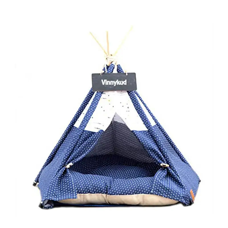 Portable Pet Tent House: Stylish Teepee Cat Bed with Cushion - HuckMB Pet Supply