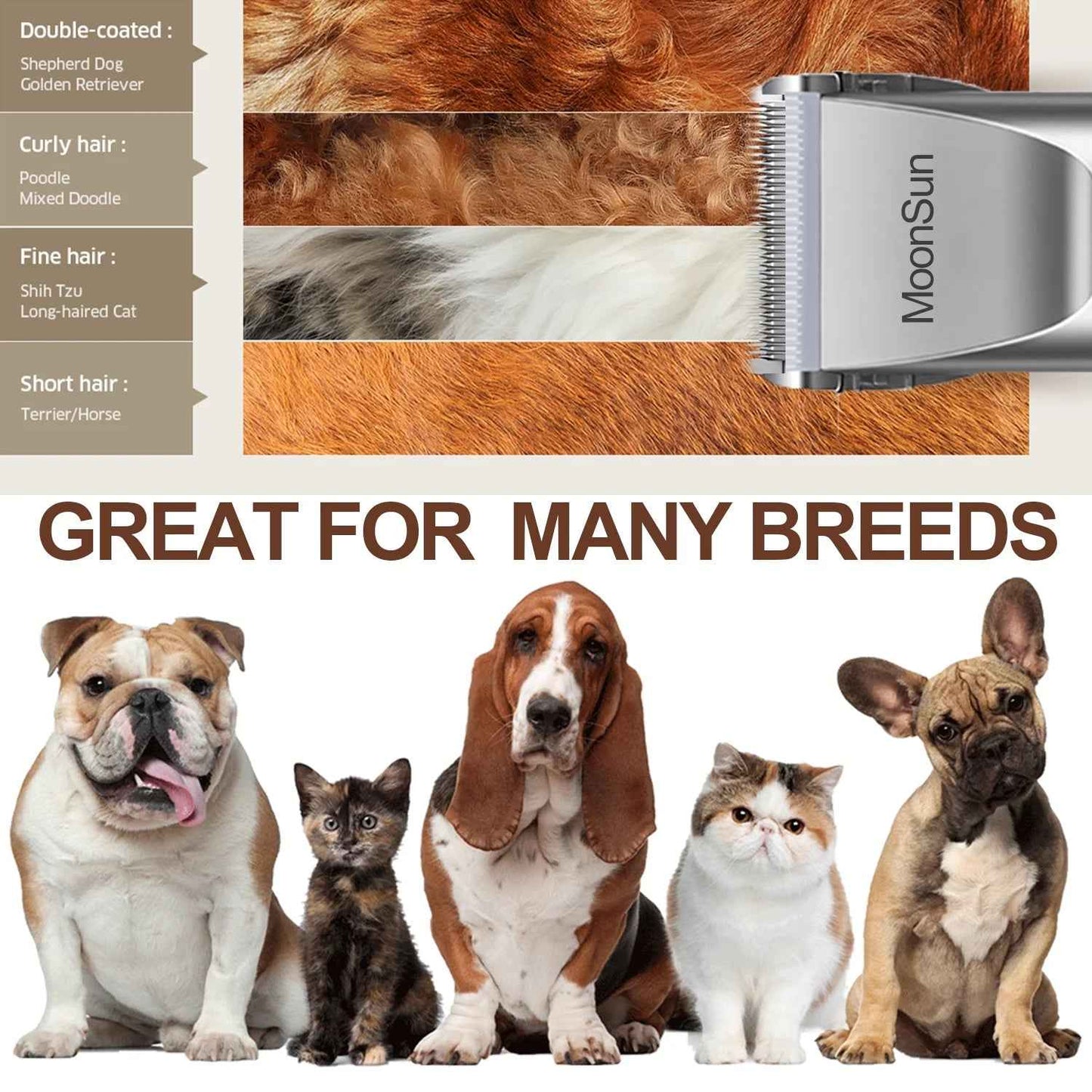 MoonSun Pet Clippers: Professional Home Grooming Kit