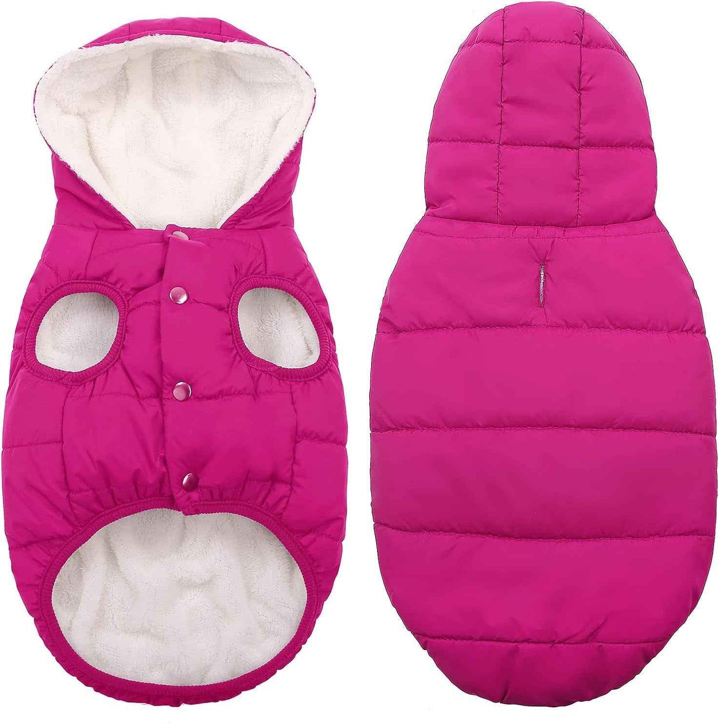 Fleece Hoodie, Windproof Waterproof Coat, Winter Warm Jacket, Cold Weather Pet Apparel Clothes Vest for Small Medium Large Dogs (M, Pink)