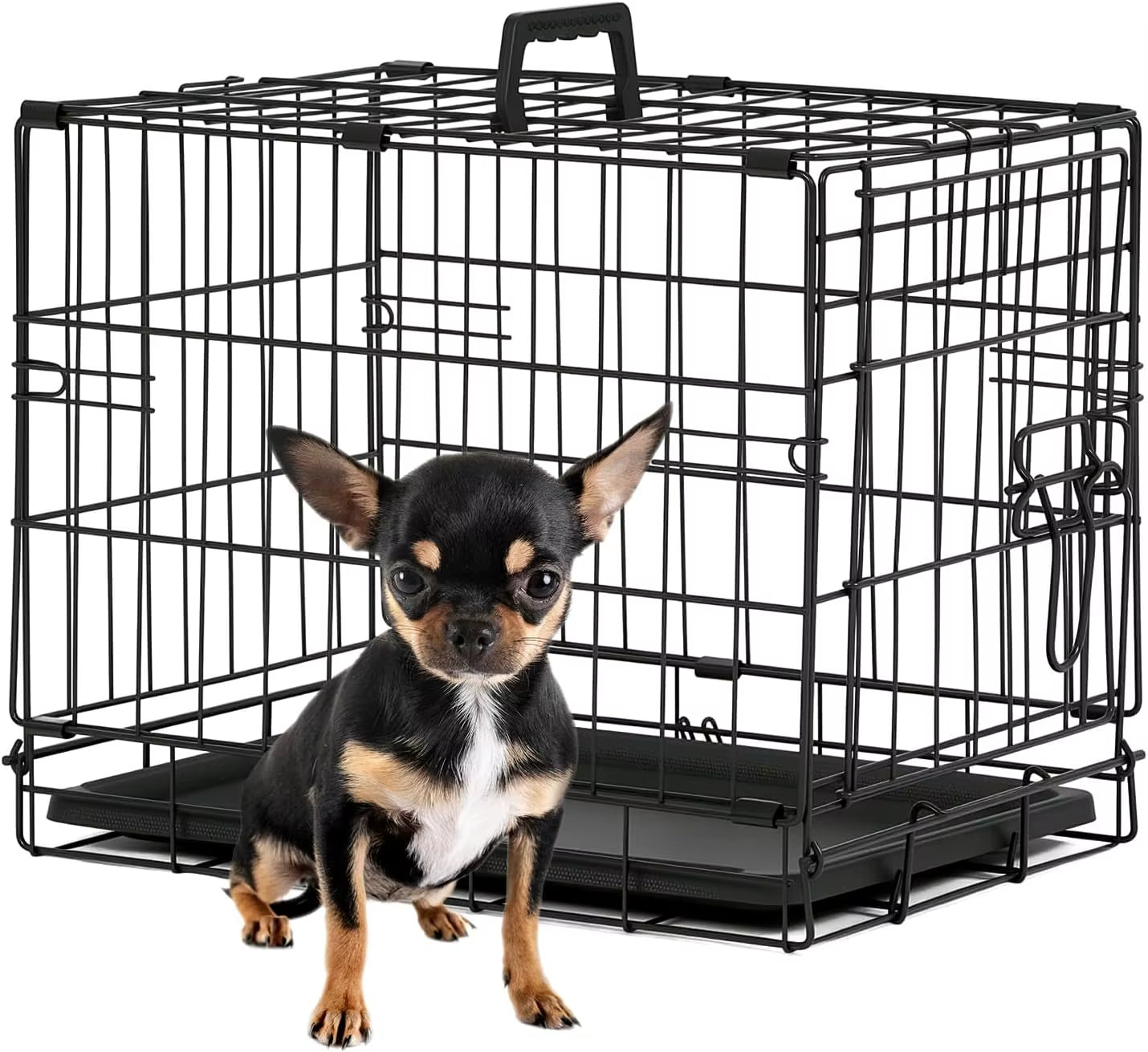 Large Dog Crate 48 Inch Double-Door: Secure, Foldable Kennel - HuckMB Pet Supply