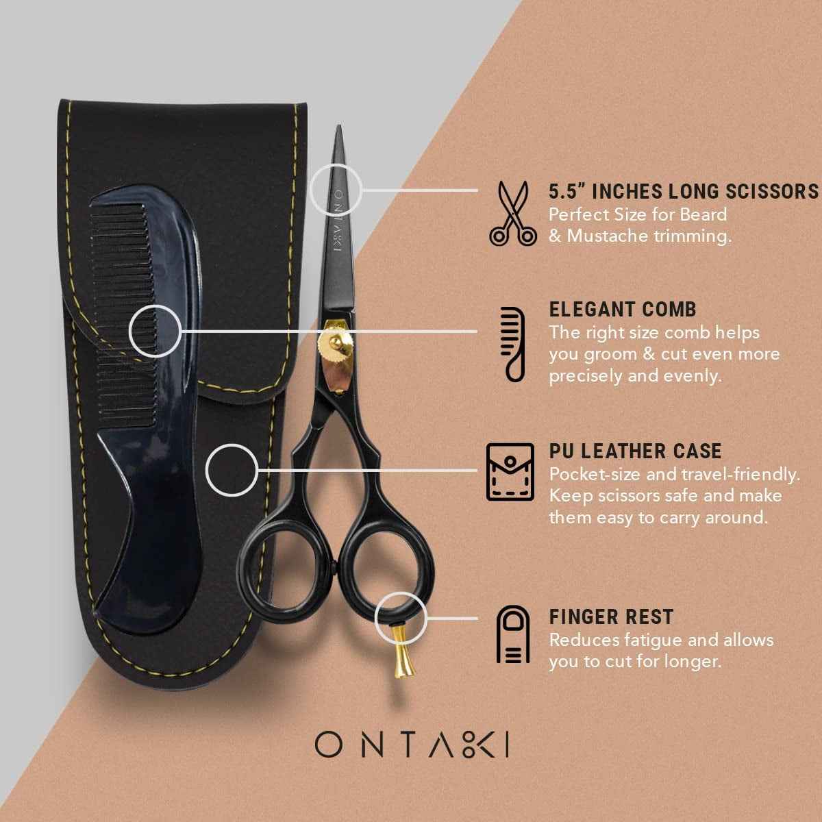 Japanese Steel Beard & Mustache Scissors - Precision Tool