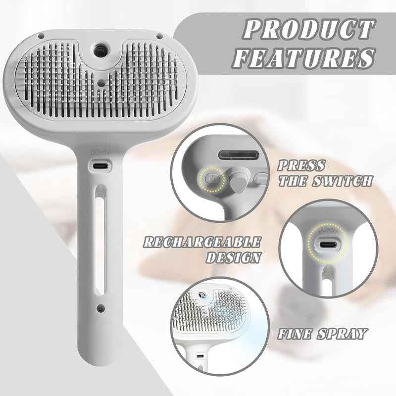 3 in 1 Pet Steam Brush: Grooming & Hair Removal