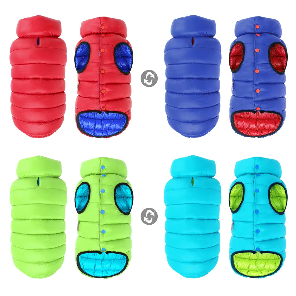 Reversible Winter Dog Jacket: Waterproof Coat for All Dogs - HuckMB Pet Supply