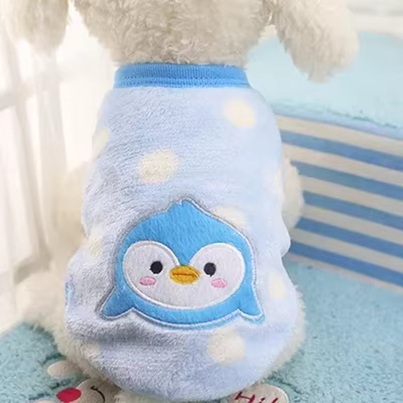 Winter Fleece Pet Clothes: Cartoon Jacket for Cats & Dogs - HuckMB Pet Supply