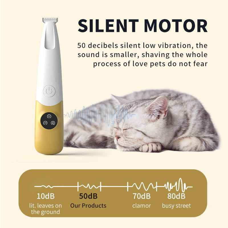 Quiet Cordless Pet Hair Trimmer: LED, Waterproof & Low Noise