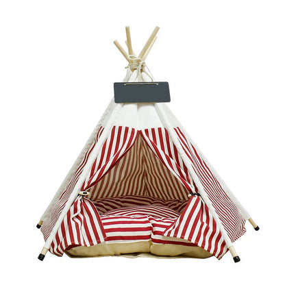 Portable Pet Tent House: Stylish Teepee Cat Bed with Cushion - HuckMB Pet Supply