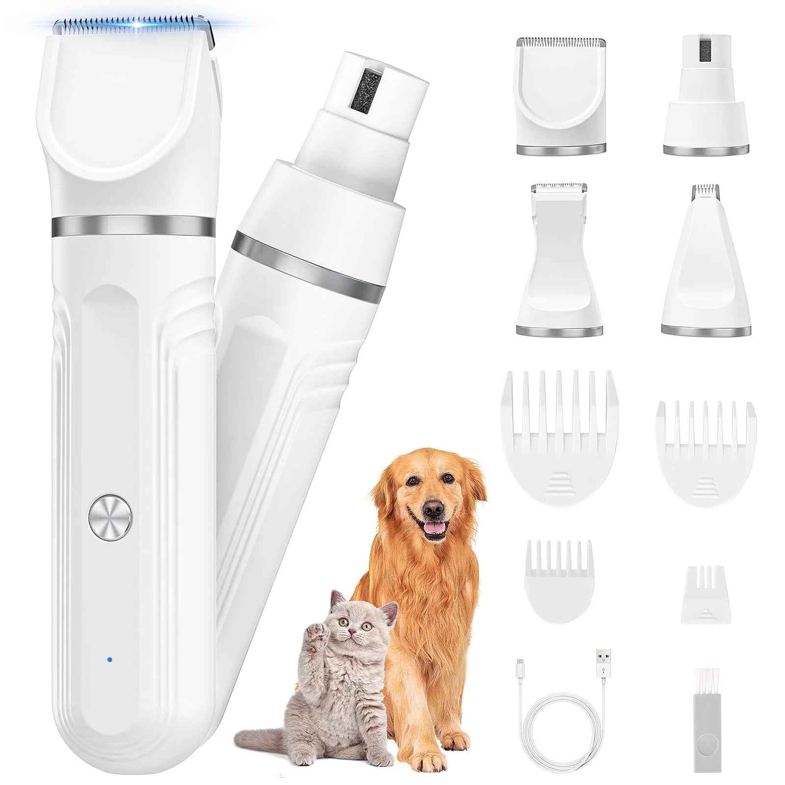 Low Noise Dog Clippers Kit Cordless 4-in-1 Grooming for Pets