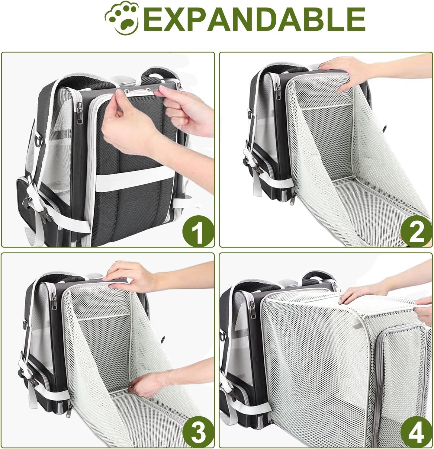 Texsens Expandable Cat Backpack Carrier - Airline Approved - HuckMB Pet Supply