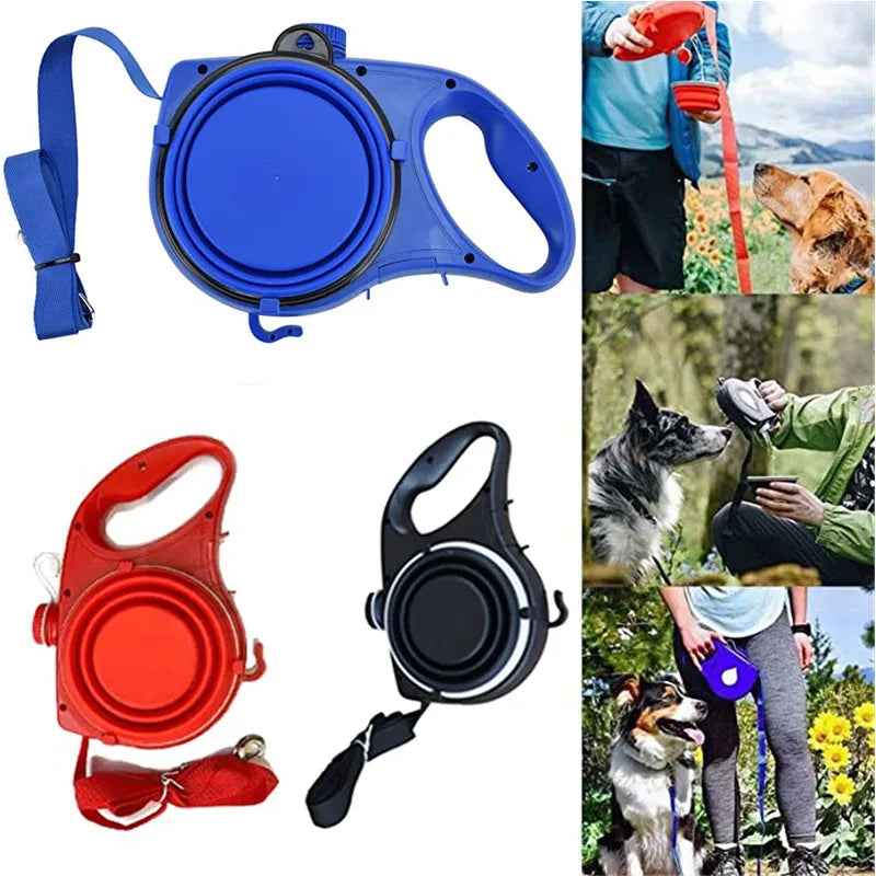 Multifunctional Pet Dog Leash with Bultin Water Bottle