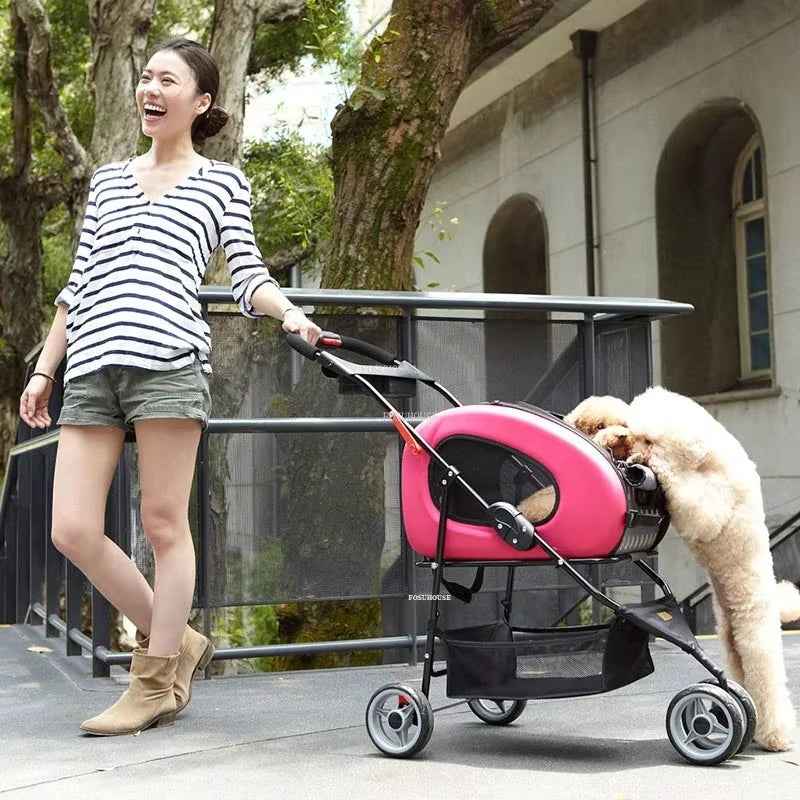 Foldable Pet Stroller Trolley Backpack