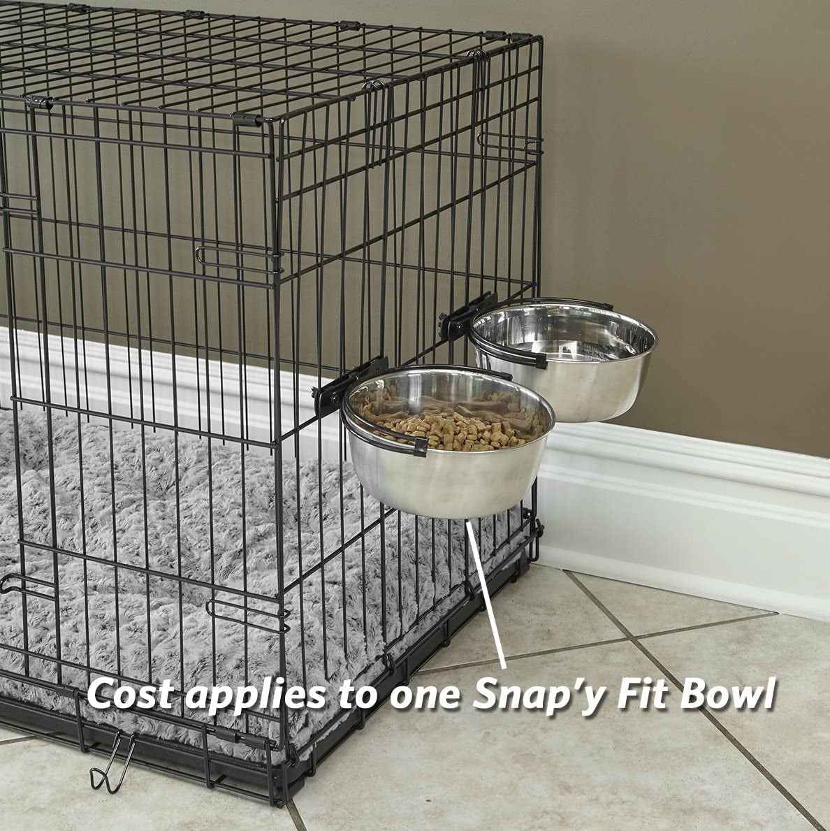 Midwest Snap'Y Fit Stainless Pet Bowl 10oz NoTip Crate Mount