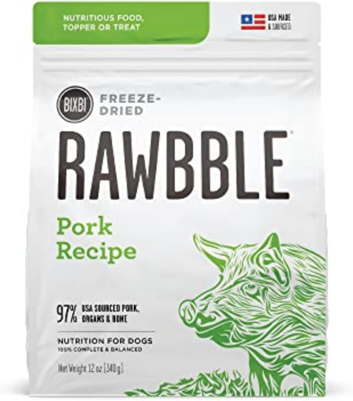BIXBI Rawbble Pork Recipe: Freeze Dried Dog Food, 97% Meat - HuckMB Pet Supply