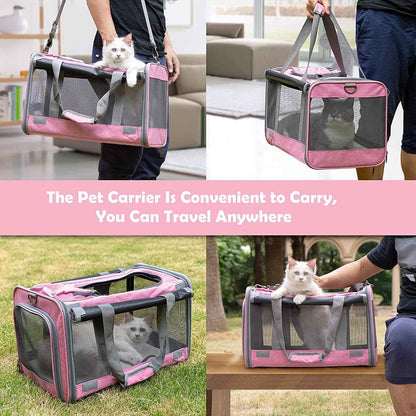 Large Pet Carrier for Travel: Soft-Sided Cat & Dog Carrier