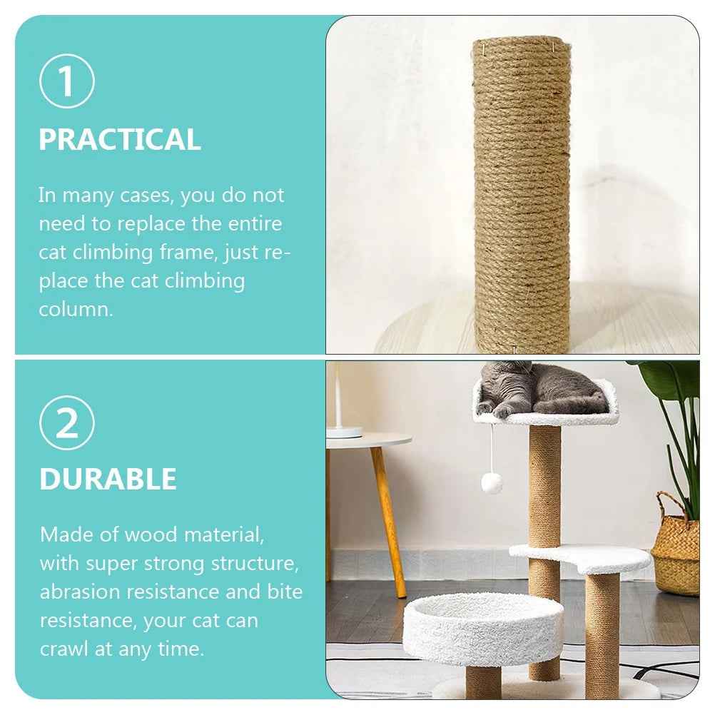 Durable Cat Climbing Post Replacement - Wood & Hemp Design