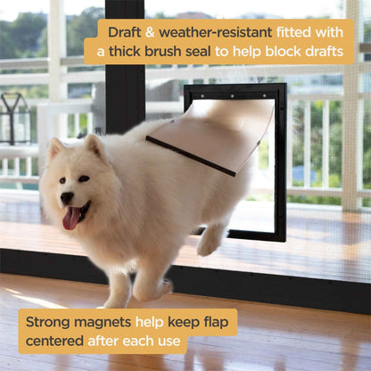 Black Deluxe Aluminum Extra Large Pet Door -Aluminum Durable