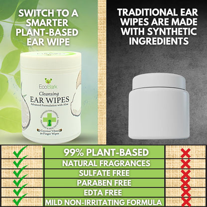 Ecobark Dog Ear Cleaner Wipes - Soothing Aloe Chamomile Care - HuckMB Pet Supply