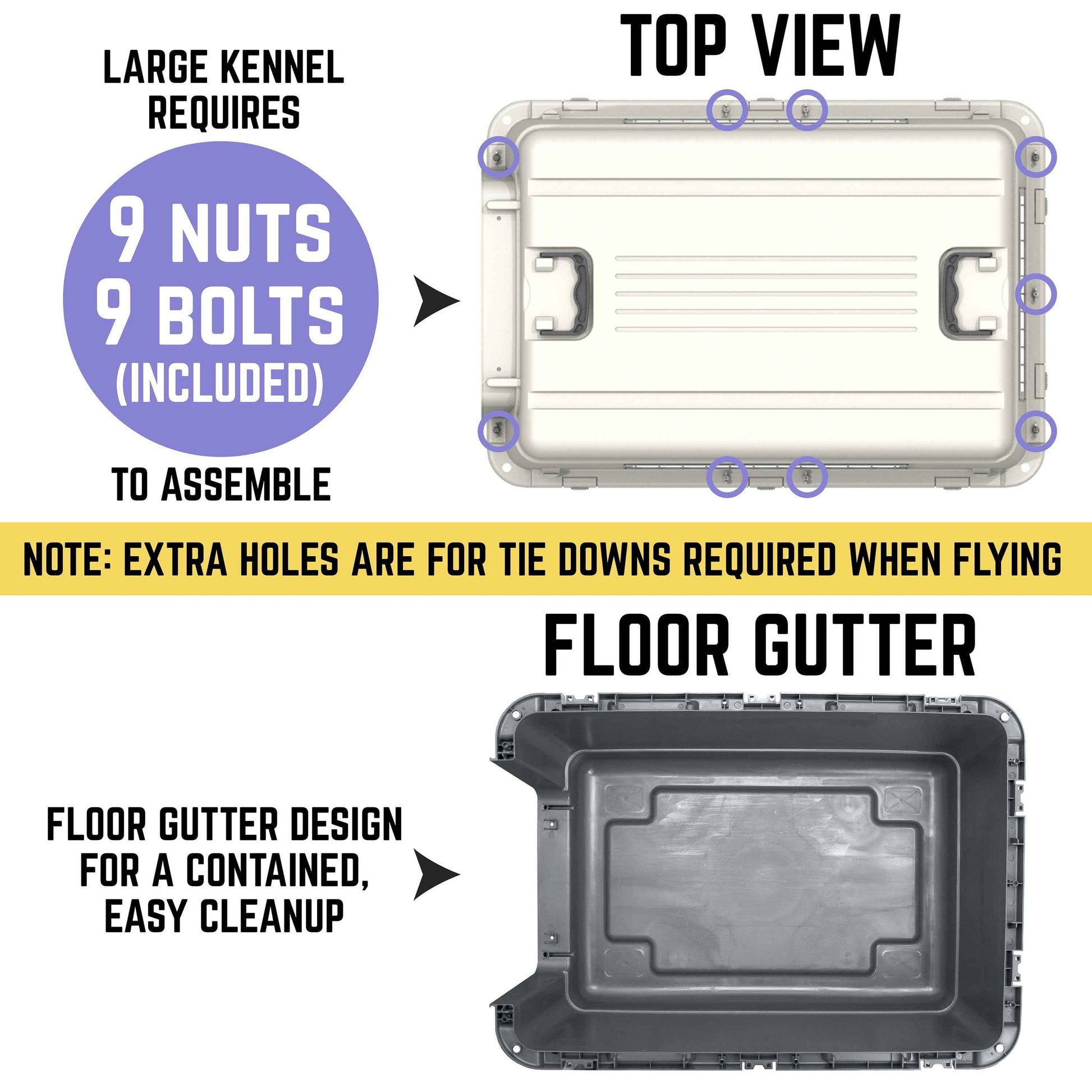 IATA Approved Plastic Dog Travel Crate with Wheels, Large