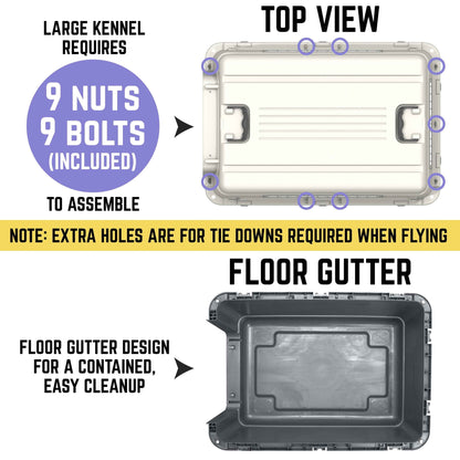 IATA Approved Plastic Dog Travel Crate with Wheels, Large