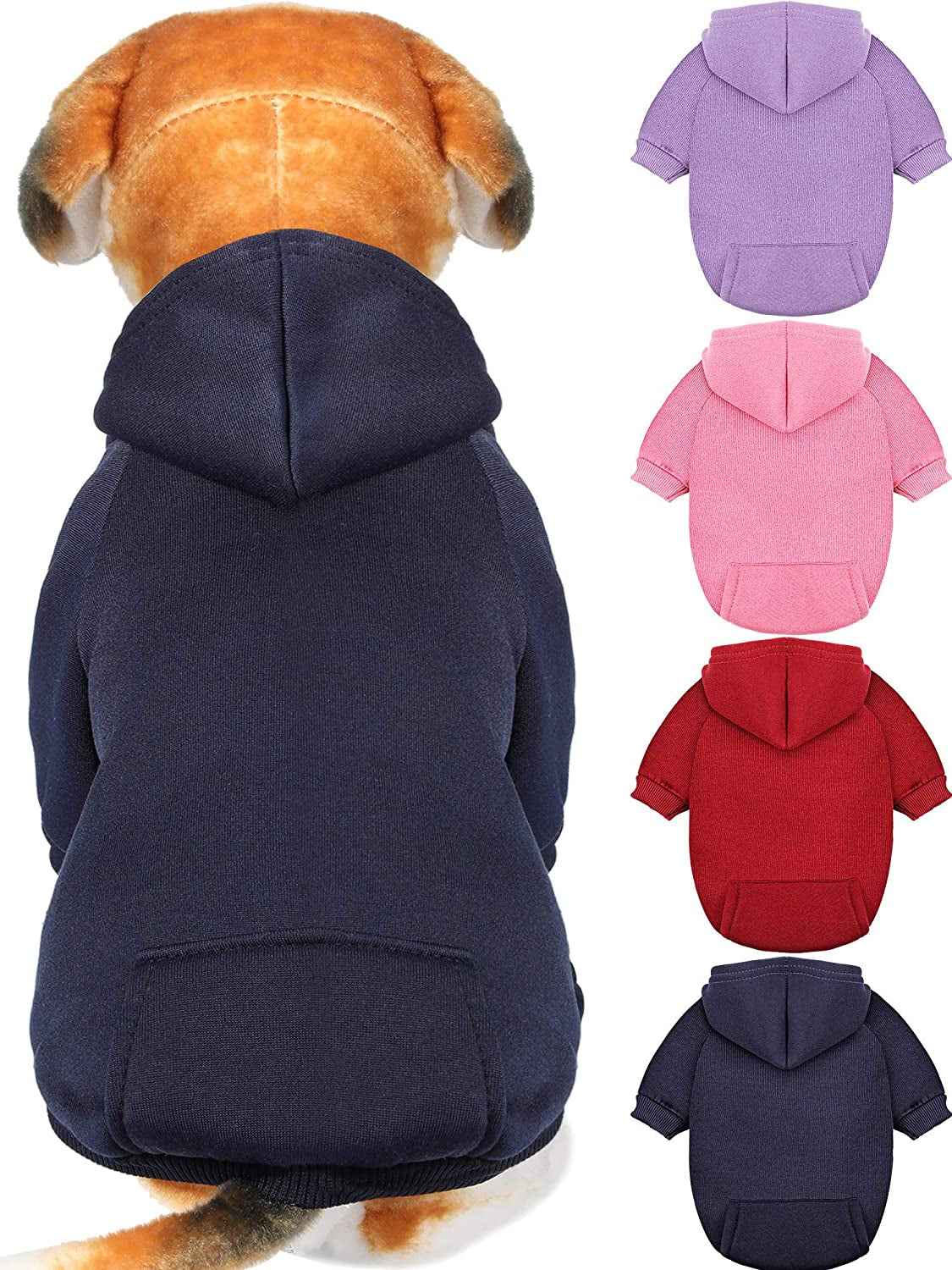 Syhood 4-Piece Small Dog Sweater Set - Dog Hoodie Clothes with Hat for Small Dogs, Chihuahua, Winter Warm Hoodies & Coat Sweater Shirt(M)