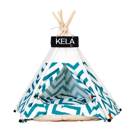 Portable Pet Tent House: Stylish Teepee Cat Bed with Cushion - HuckMB Pet Supply