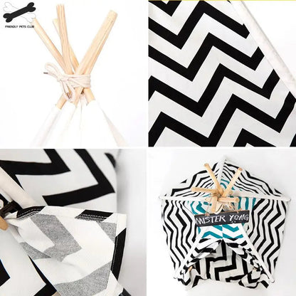 Portable Pet Tent House: Stylish Teepee Cat Bed with Cushion - HuckMB Pet Supply