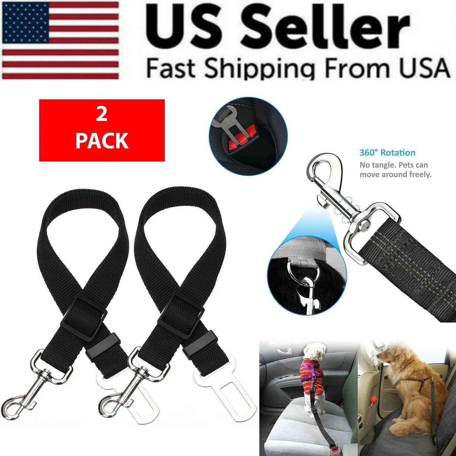 Adjustable Pet Safety Seatbelt Harness for Cars