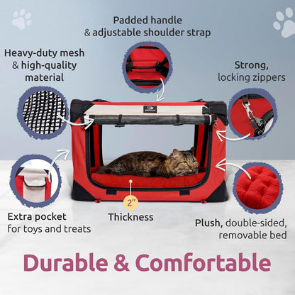 Large Soft-Sided Pet Carrier for Cats & Medium Dogs - Travel - HuckMB Pet Supply
