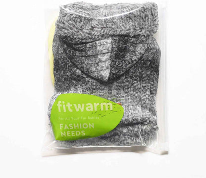 Fitwarm Fuzzy Dog Sweater, Knitted Winter Dog Clothes for Small Dogs Boy Girl, Pet Cat Hooded Outfit, Heather Grey, Black, Medium