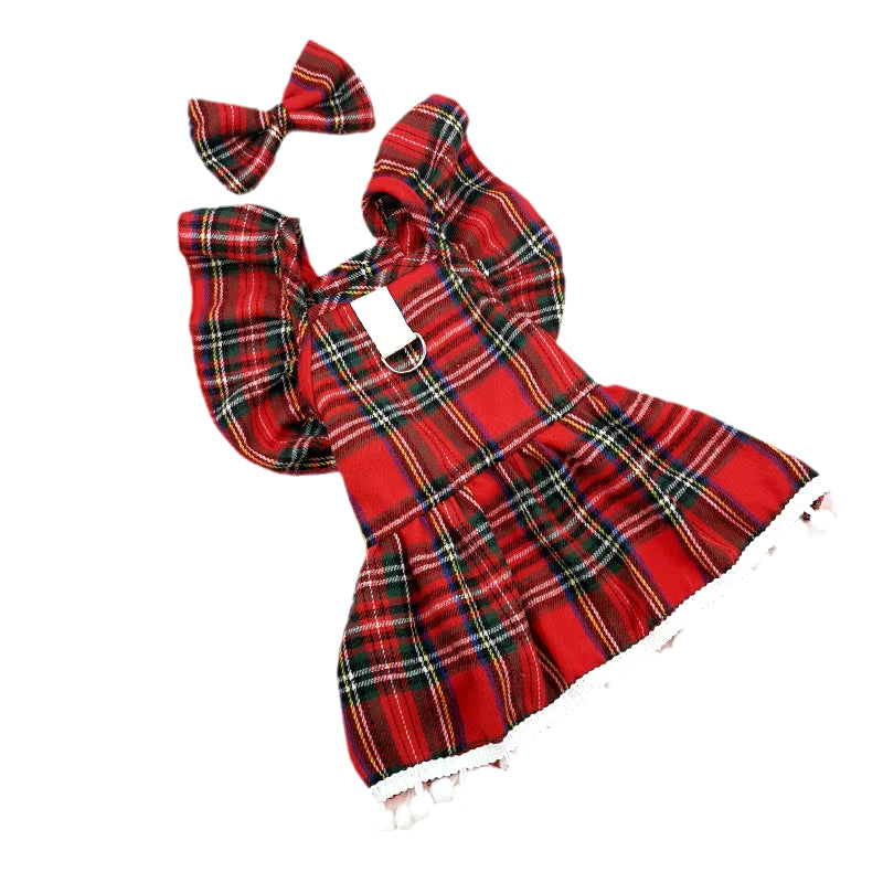 Christmas Checker Pet Dresses for Small Dogs and Cats - HuckMB Pet Supply