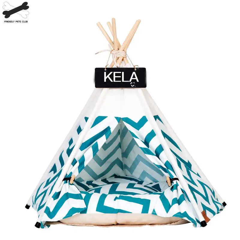 Portable Pet Tent House: Stylish Teepee Cat Bed with Cushion - HuckMB Pet Supply