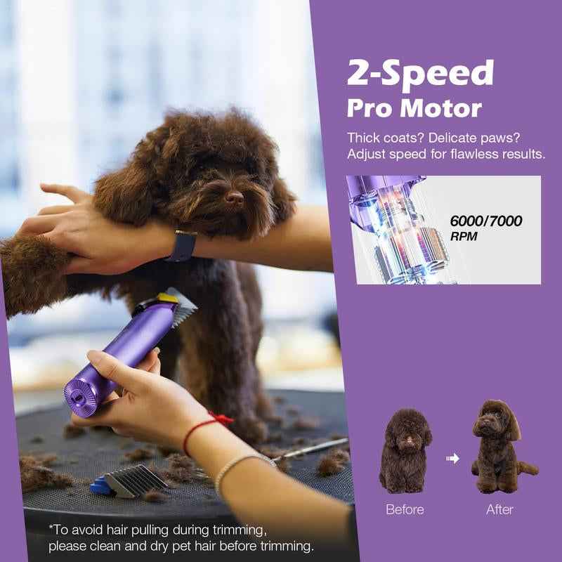 Cordless Dog Grooming Clippers with 5-in-1 Adjustable Blades
