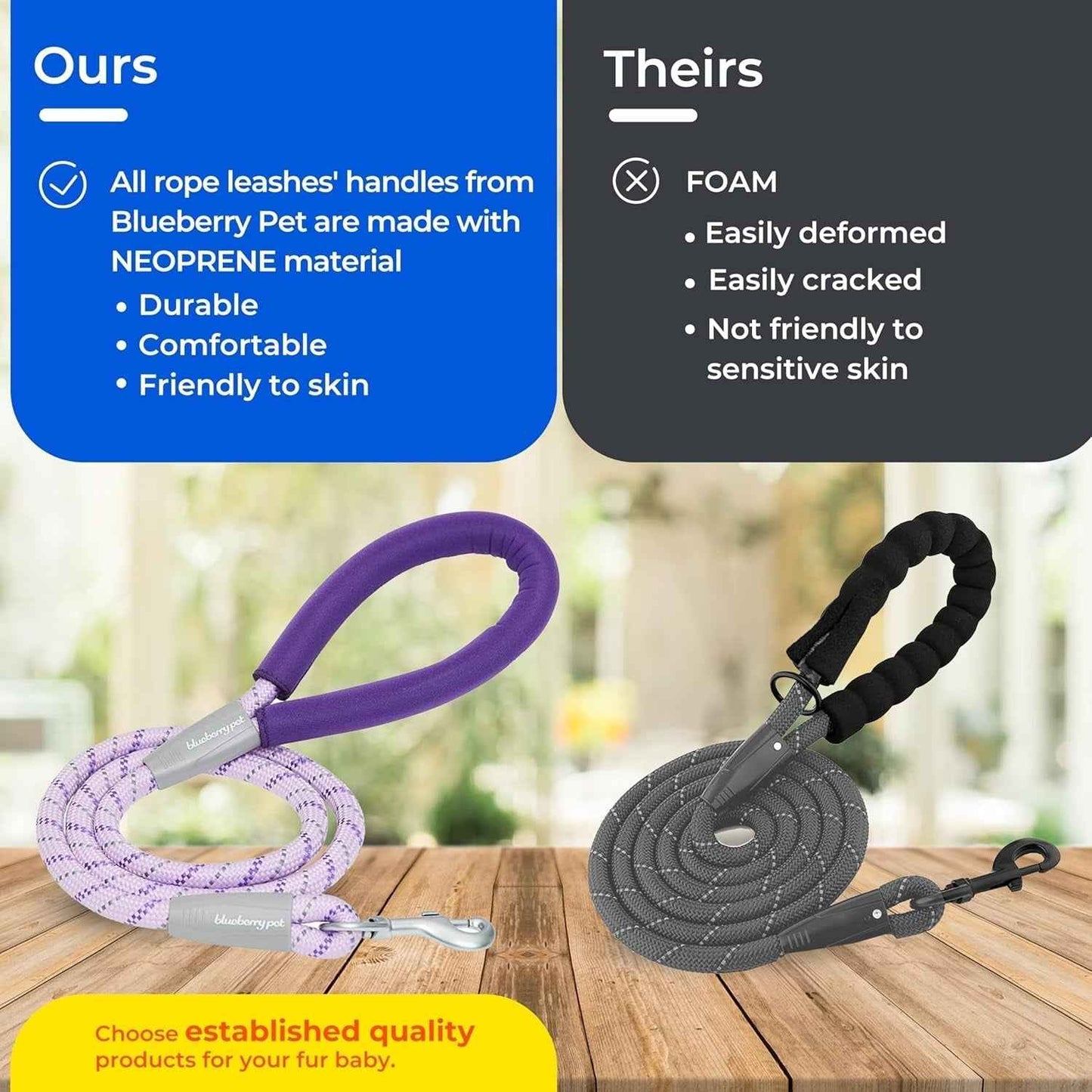 Durable Eco-Friendly Dog Leash Neoprene Handle & Strong Rope