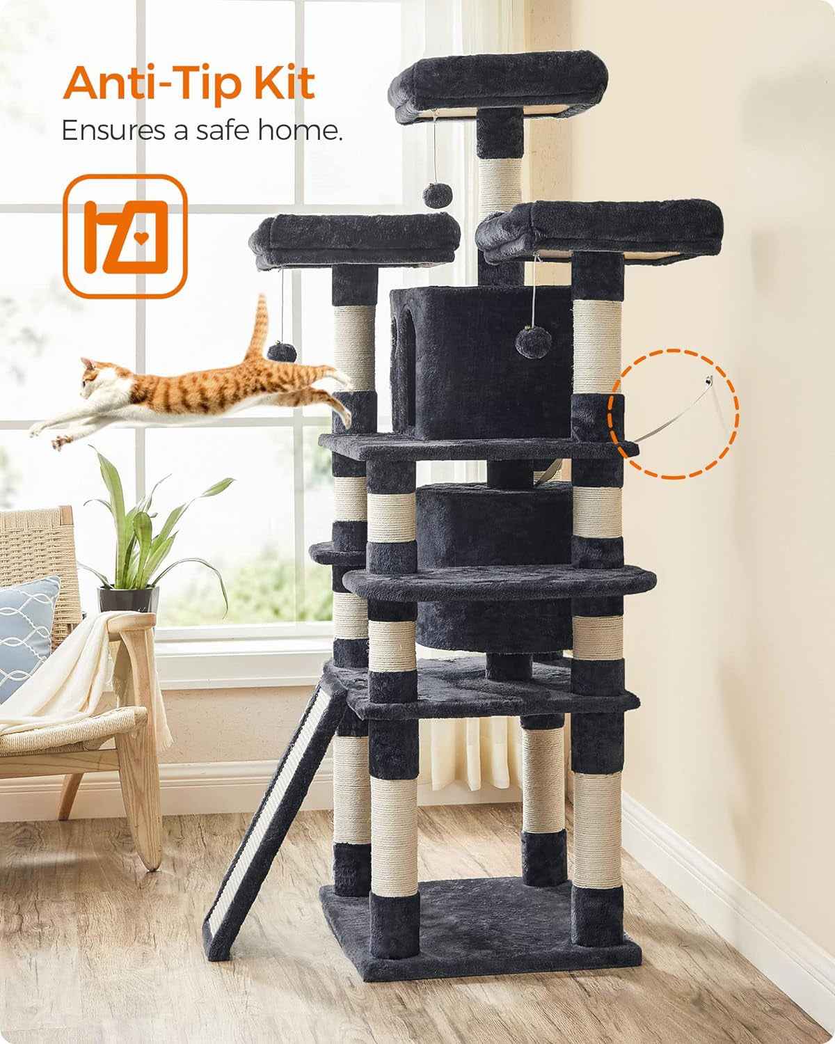 67-Inch Cat Tree: Multi-Level Fun for Large Cats