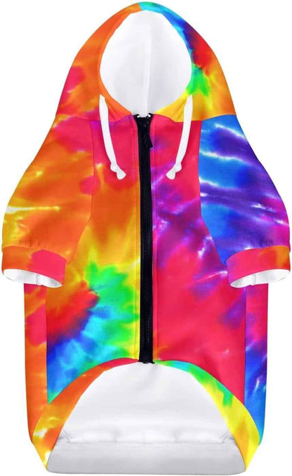 Howilath Dog Sweaters with Hat, Tie-Dye Rainbow Soft and Warm Sweater for Small to Large Dogs & Cats - S