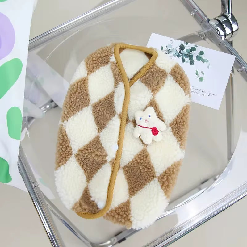 Warm Plaid Fleece Dog Jumpsuit - Plaid Fleece Jumpsuit - HuckMB Pet Supply