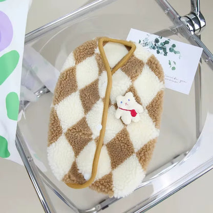 Warm Plaid Fleece Dog Jumpsuit - Plaid Fleece Jumpsuit - HuckMB Pet Supply