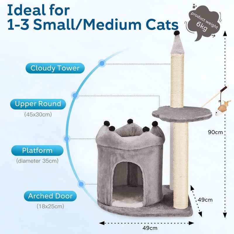 EROMMY 36 Inch Carpeted Cat Tower with Scratching Post & Toy